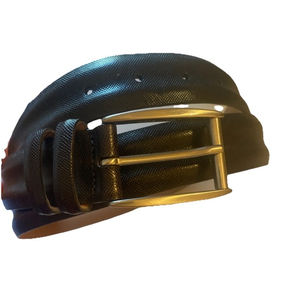 Crookhorn Size 40 Handmade in USA Dark Brown Leather Belt Silver Brass Buckle - Picture 1 of 8